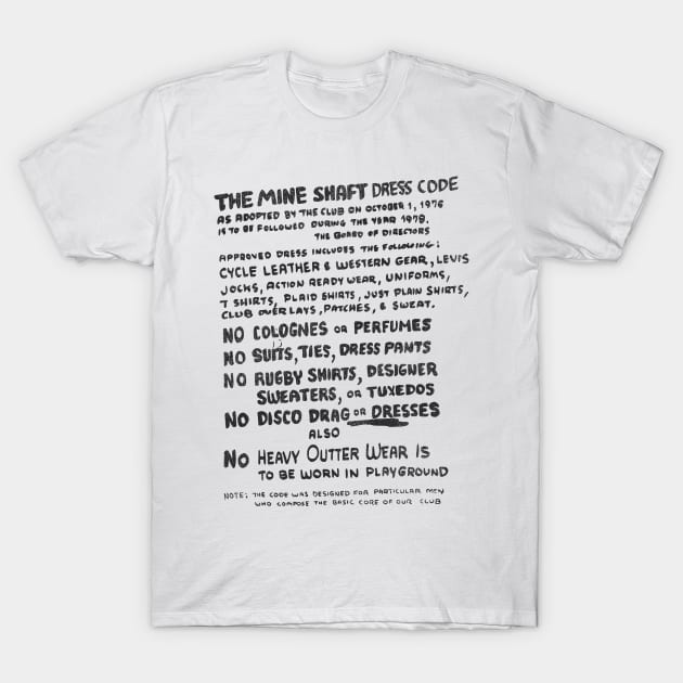 Defunct LGBTQ Club 80s Gay Nightclub Rules T-Shirt by darklordpug